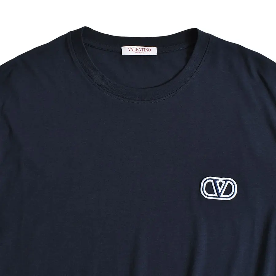 Футболка Valentino Embroidered V Logo T-Shirt 'Navy', темно-синий — фото 2