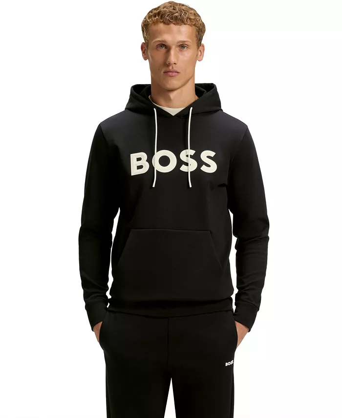 

Мужская толстовка с логотипом из хлопковой смеси Hugo Boss, черный