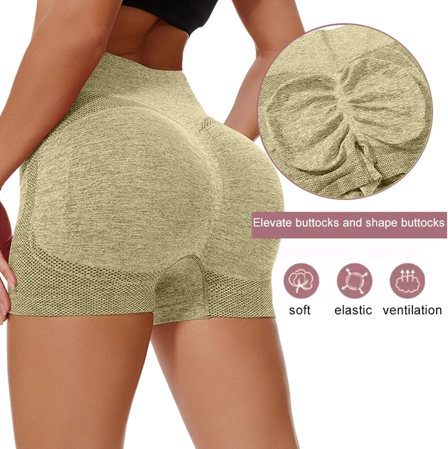 Женские шорты для тренировок seamless, high waisted, squatproof, 2 шт — фото 2