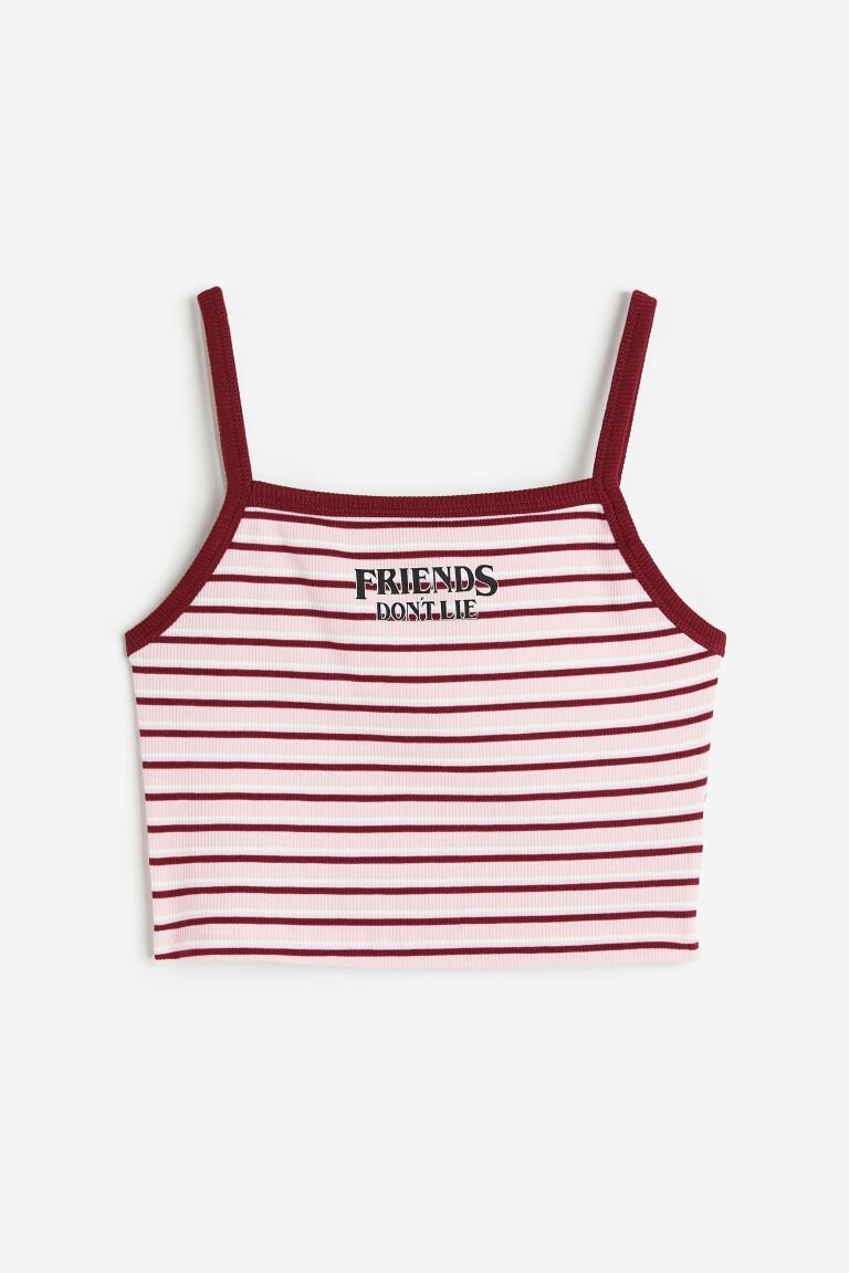 

Топ H&M Stranger Things Printed Camisole, светло-розовый/бордовый