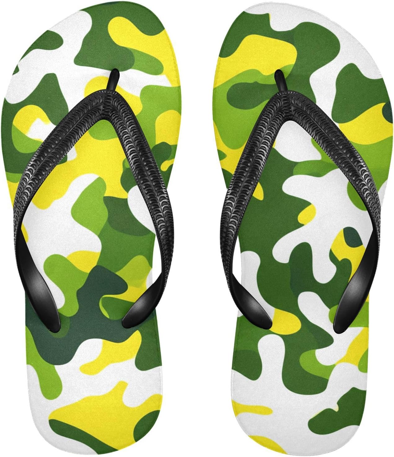 

Мужские и женские пляжные шлепанцы камуфляжного зелено-желтого цвета, резиновые, с противоскользящей подошвой, для летнего отдыха и прогулок Sinestour