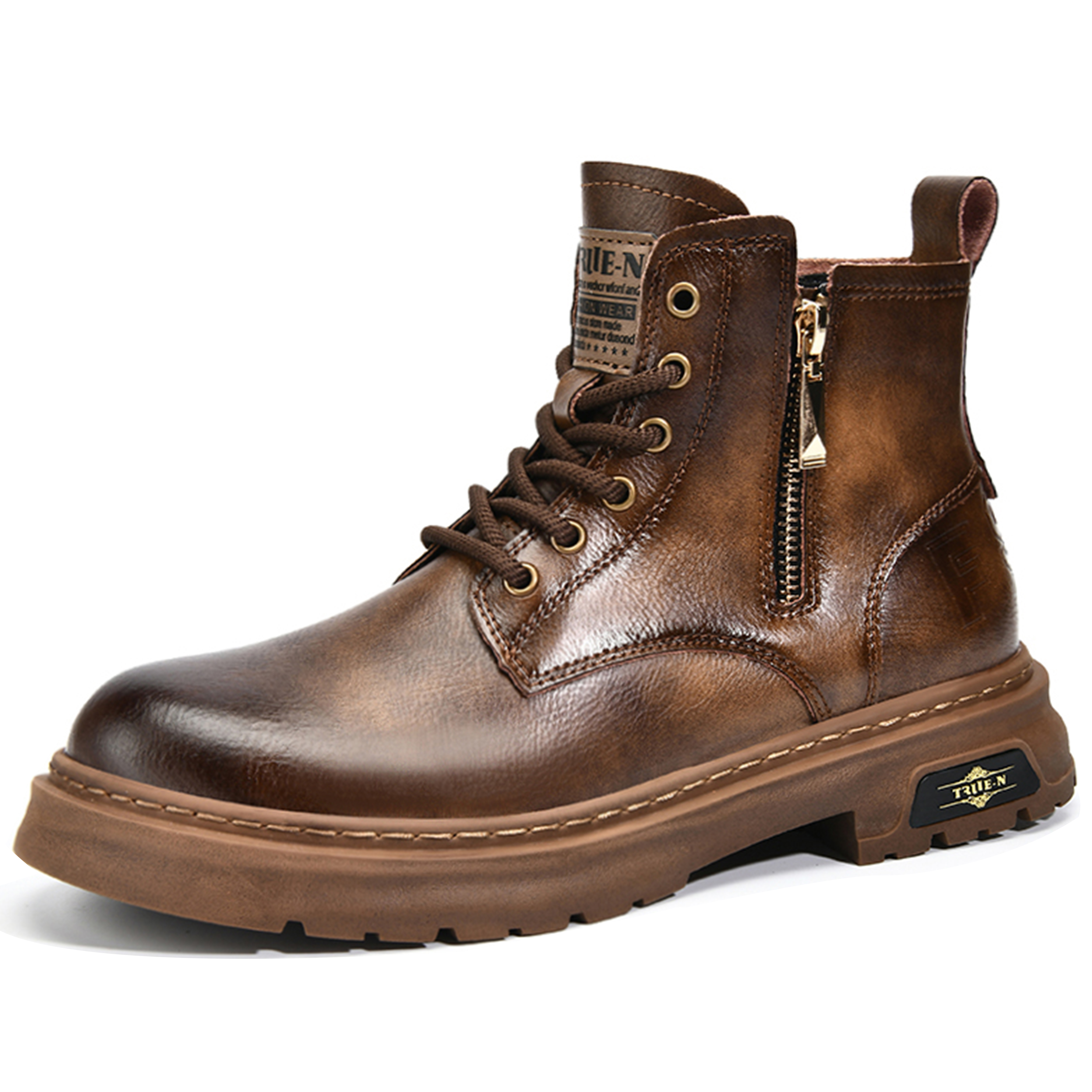 

ZHENEN Короткие мужские ботинки martin 5 см TRUE-N, Brown