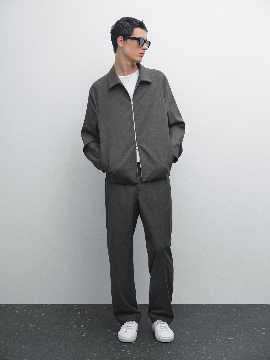 

Брюки Total Look из смесовой шерсти Massimo Dutti, серый