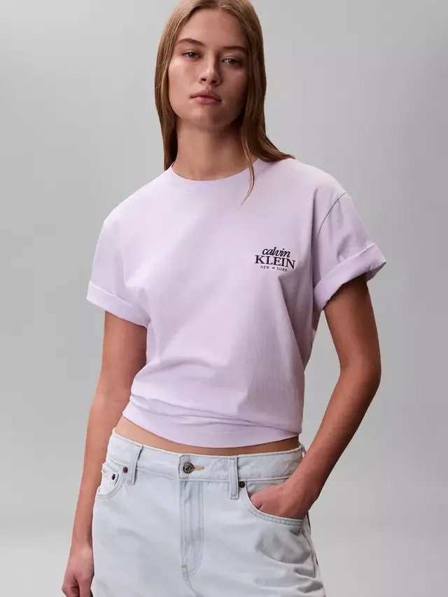 Футболка свободного кроя с графическим логотипом Calvin Klein, Island Lilac — фото 4