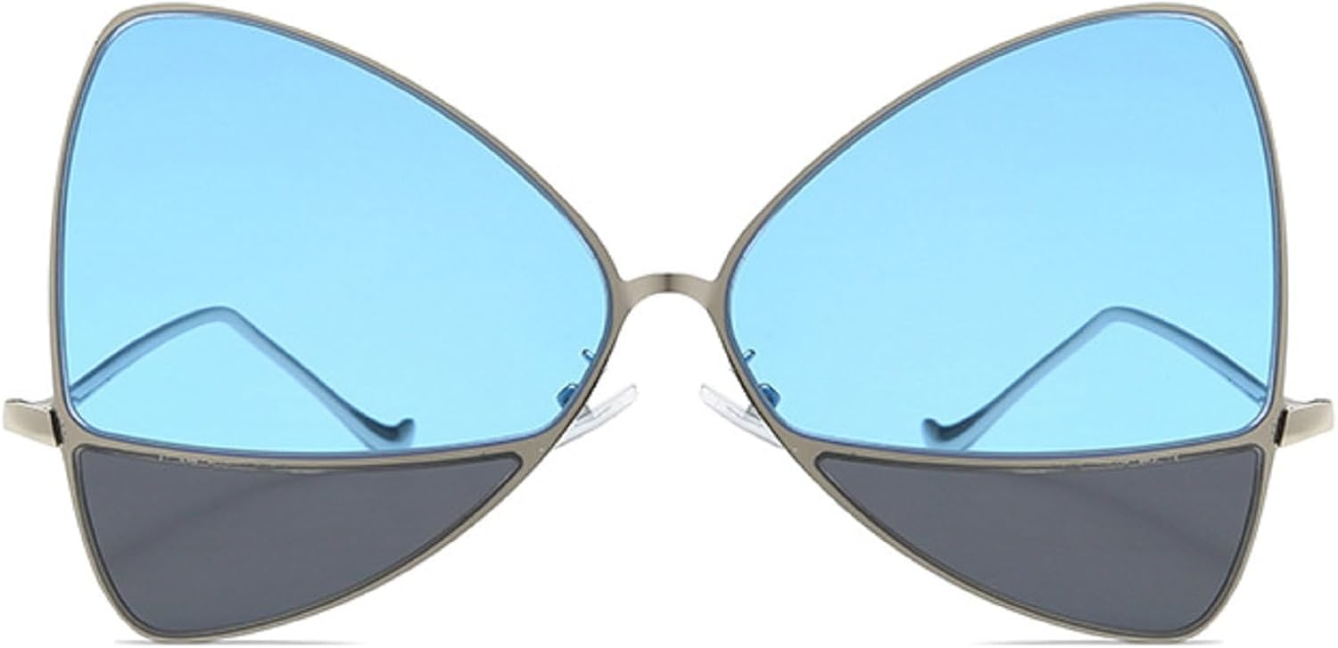 

Винтажные солнцезащитные очки-бабочки для женщин, металлическая оправа, двухцветные солнцезащитные очки, модные женские солнцезащитные очки большого размера «кошачий глаз» mincl, Blue