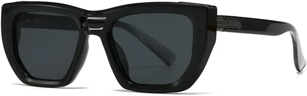 

Солнцезащитные очки Shauna Popular Fashion Cat Eye для женщин, ретро-очки с заклепками, градиентные, защита от УФ-излучения UV400 для мужчин TKKTLLT, Black Gun Grey