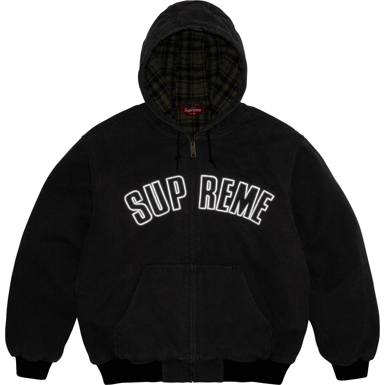 Supreme Отражающая рабочая куртка с капюшоном унисекс, Black — фото 4