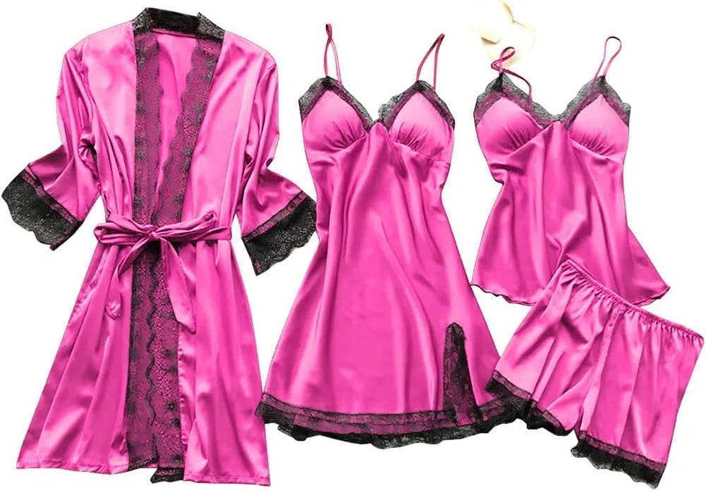 Комплект пижамы из шелкового сатина, Hot Pink
