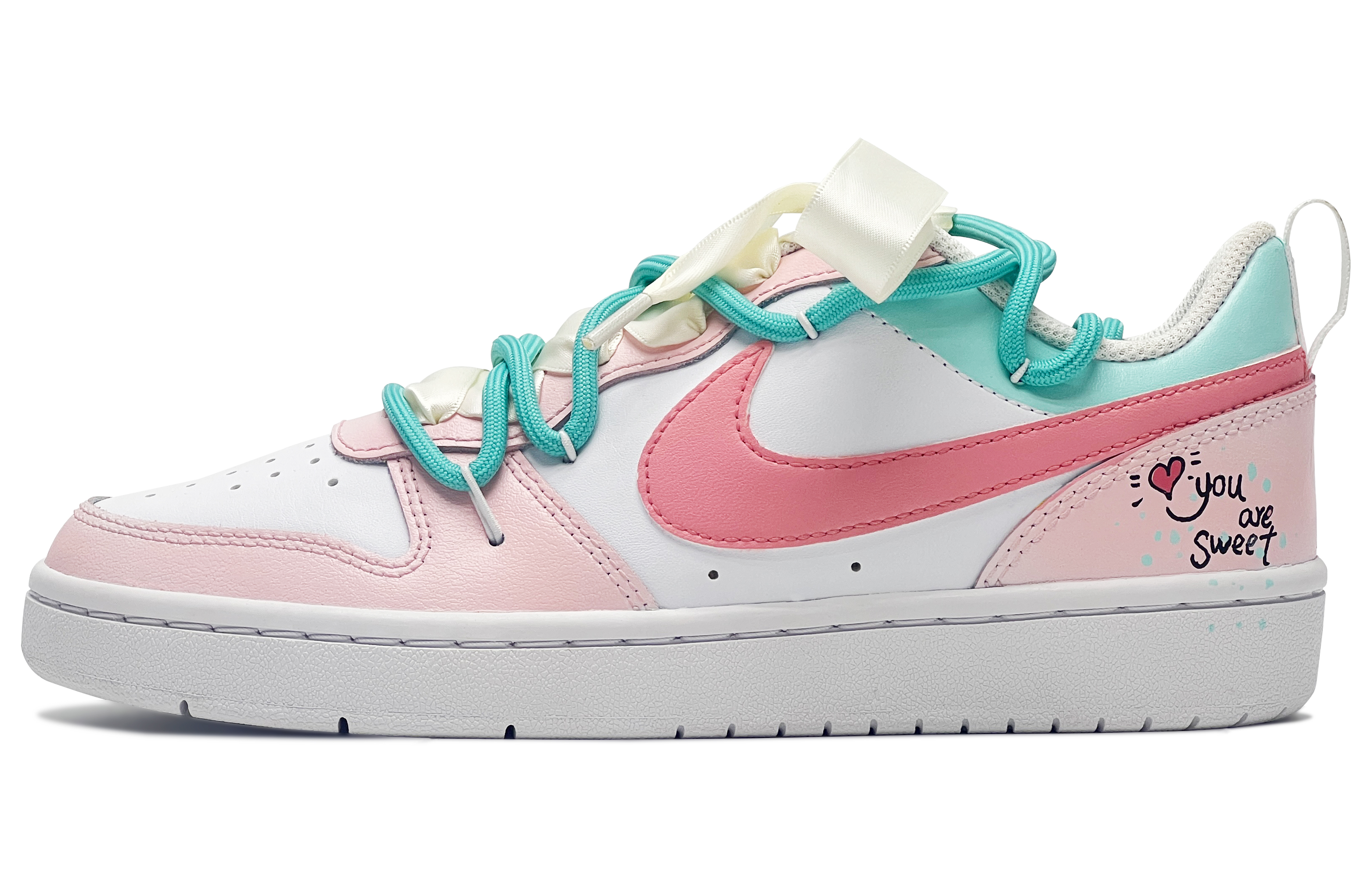 

Кроссовки Nike Court Borough Skateboard Shoes Women's Low-Top White Pink, Розовый, Кроссовки Nike Court Borough Skateboard Shoes Women's Low-Top White Pink