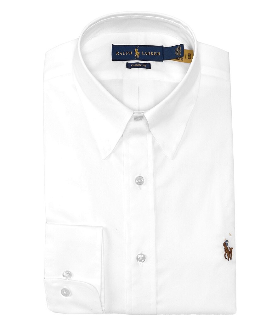 

Классическая однотонная классическая рубашка с заостренным воротником Polo Ralph Lauren, белый