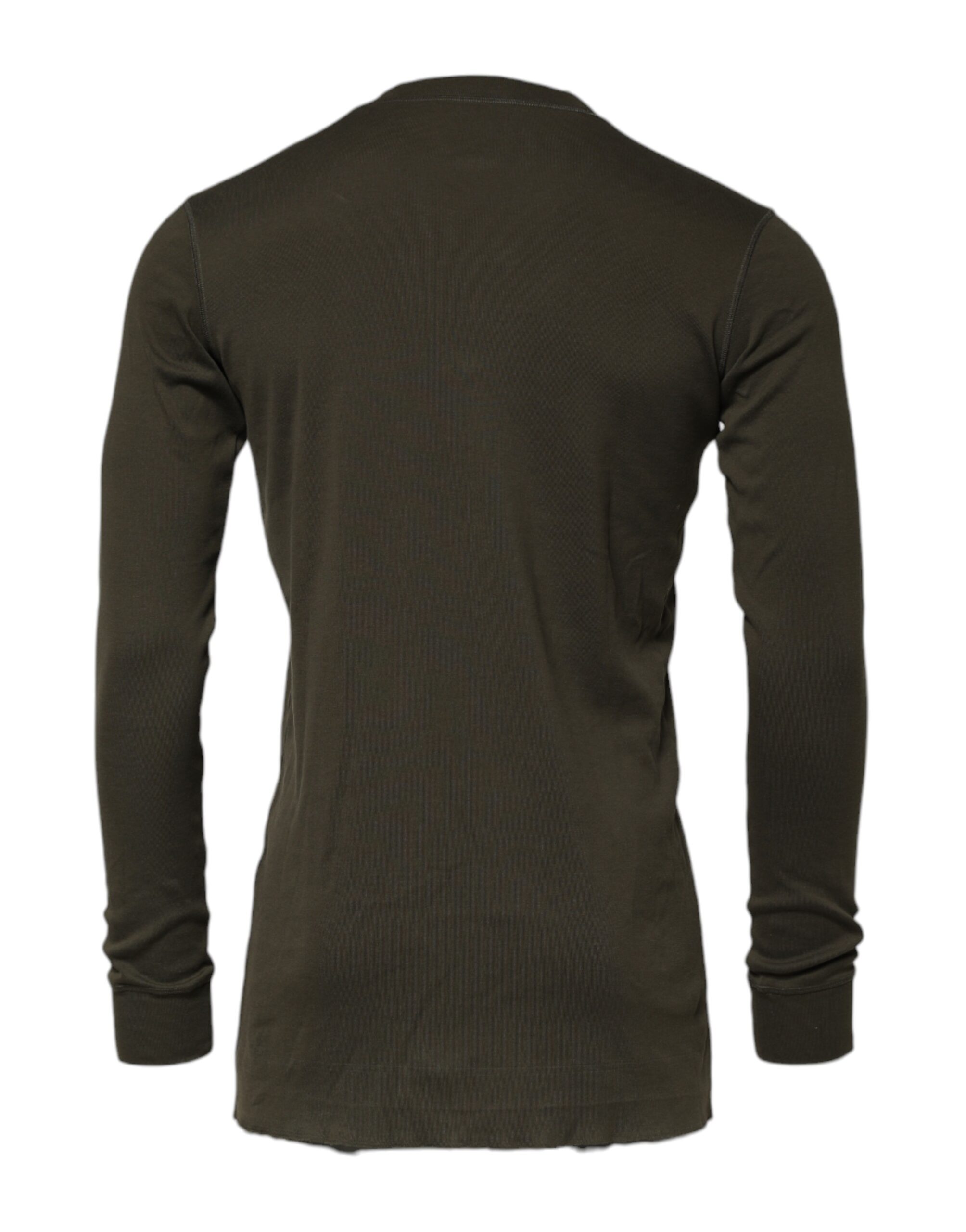 Темно-зеленая футболка с длинными рукавами и круглым вырезом Dolce & Gabbana, Dark Green — фото 3