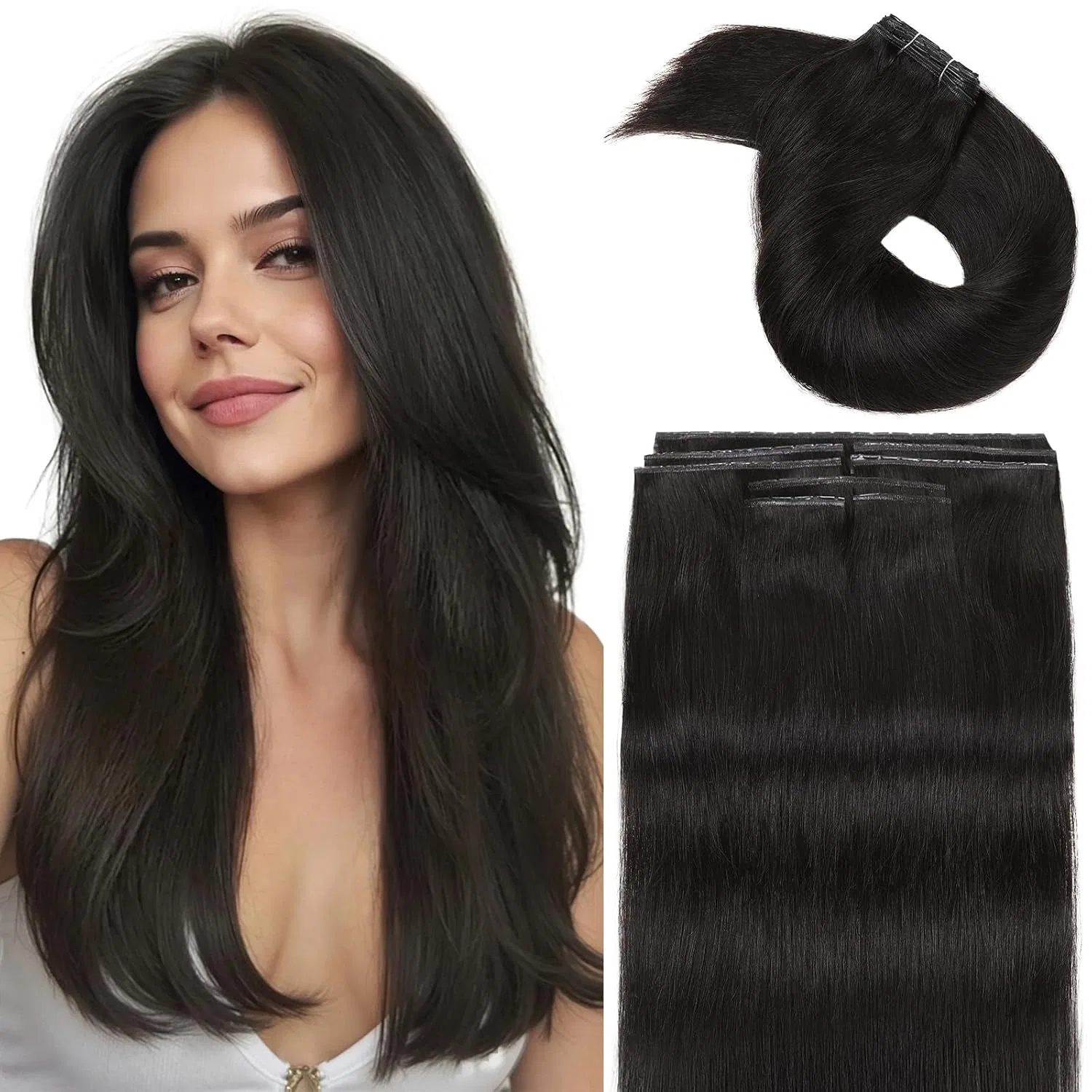 Накладные пряди для волос FAVE Real Hair Extensions 45 см 100 г Fave, 1B