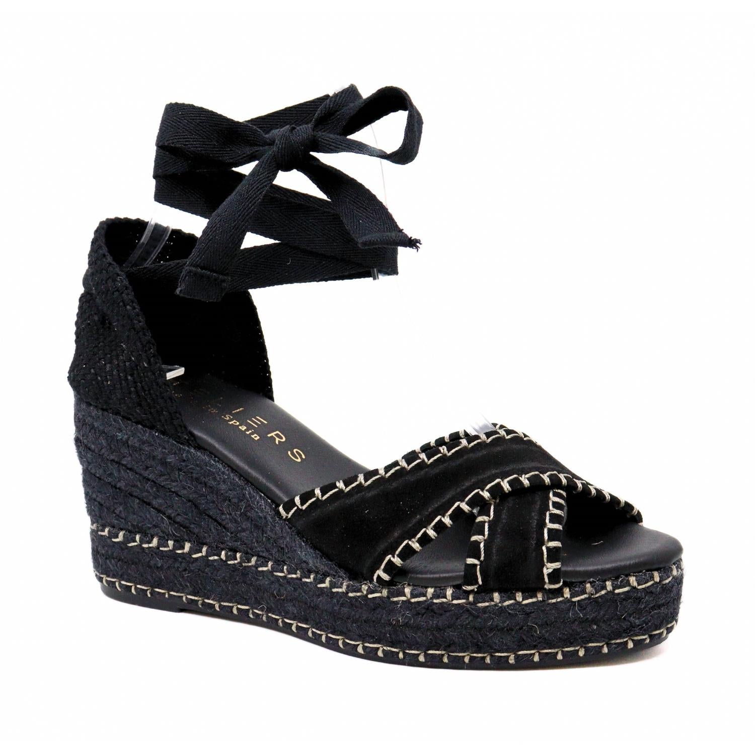 Женские босоножки Palma Wedge Sandals черного цвета Ateliers