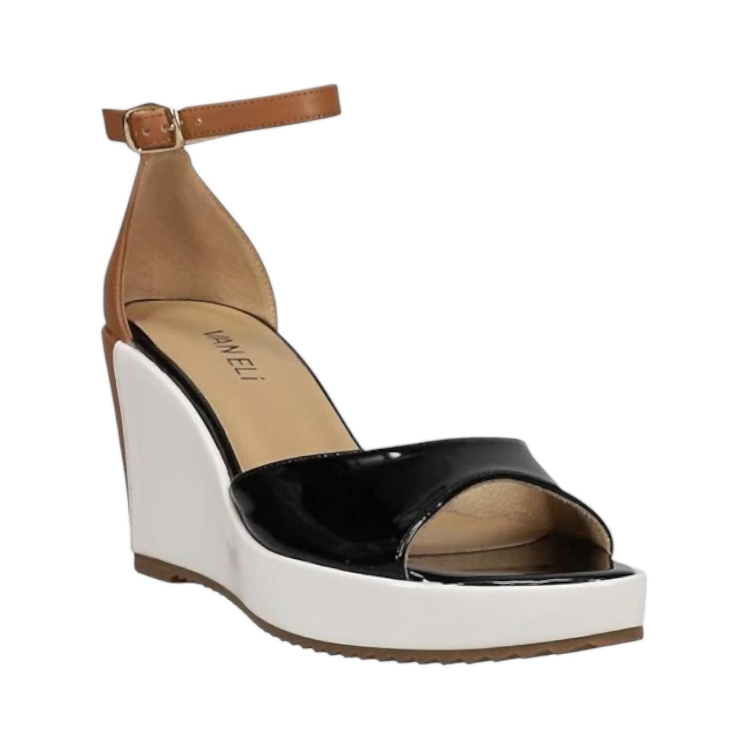 Женские босоножки Lemy Wedge Sandals In Black Patent Combo VANELi