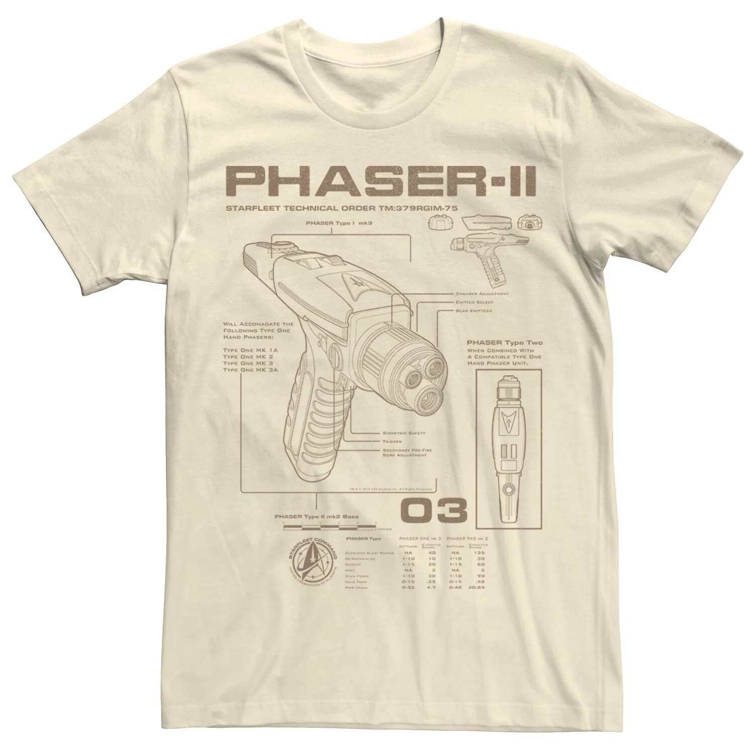 

Мужская футболка с графическим рисунком Star Trek Discovery Phaser-II Schematics Licensed Character