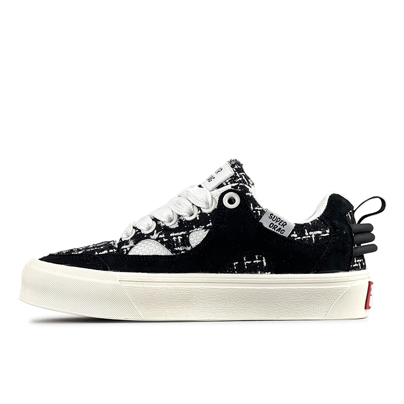 

Кроссовки LuzaoT SUPER DRAG Skateboarding Shoes Unisex Low-top Black/white, черный/белый