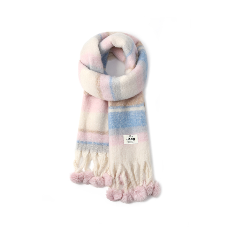 

Jeep Мохеровый вязаный шарф унисекс, Blue Pink Stripes