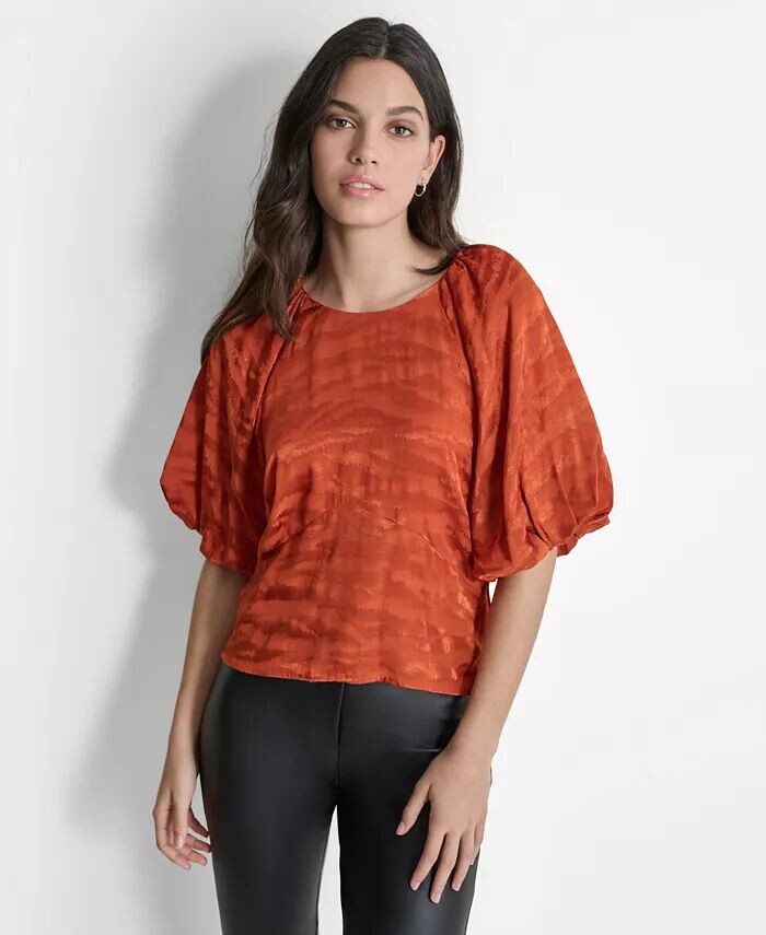 

Женский жаккардовый топ с рукавами-фонариками DKNY, оранжевый