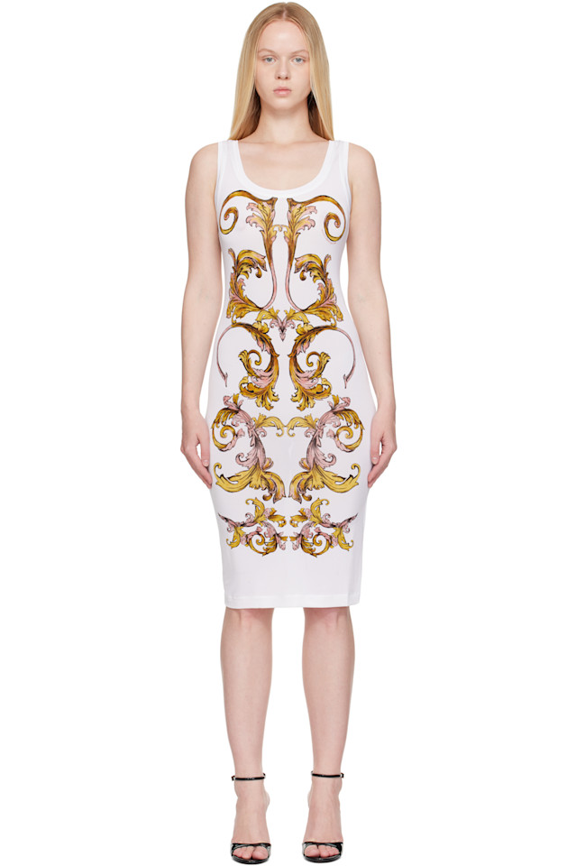 

Платье миди Outline barocco с разрезом Versace Jeans Couture, мультиколор