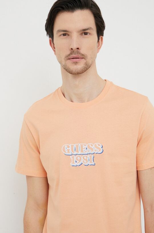 

Хлопковая футболка Guess, оранжевый