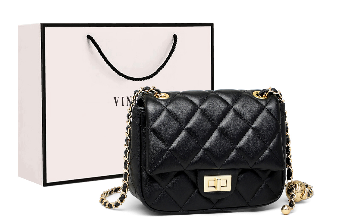 

Сумка через плечо из коровьей кожи маленького размера для женщин цвет экрю/черный VINEY