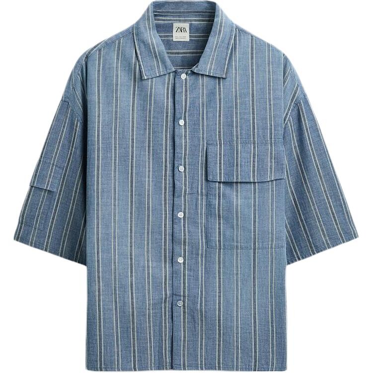

Рубашка мужская синяя Zara, синий