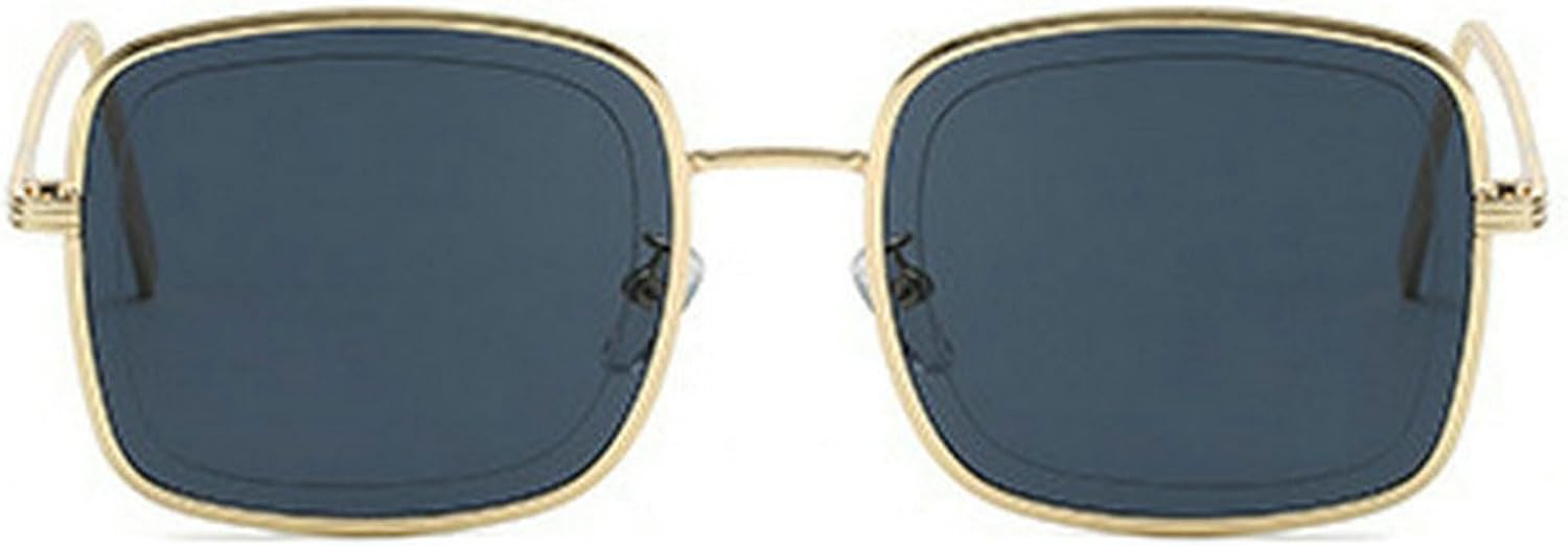 

Винтажные большие квадратные солнцезащитные очки для мужчин, роскошная металлическая оправа, солнцезащитные очки в стиле панк, защита от ультрафиолета UV400 mincl, Gold Black