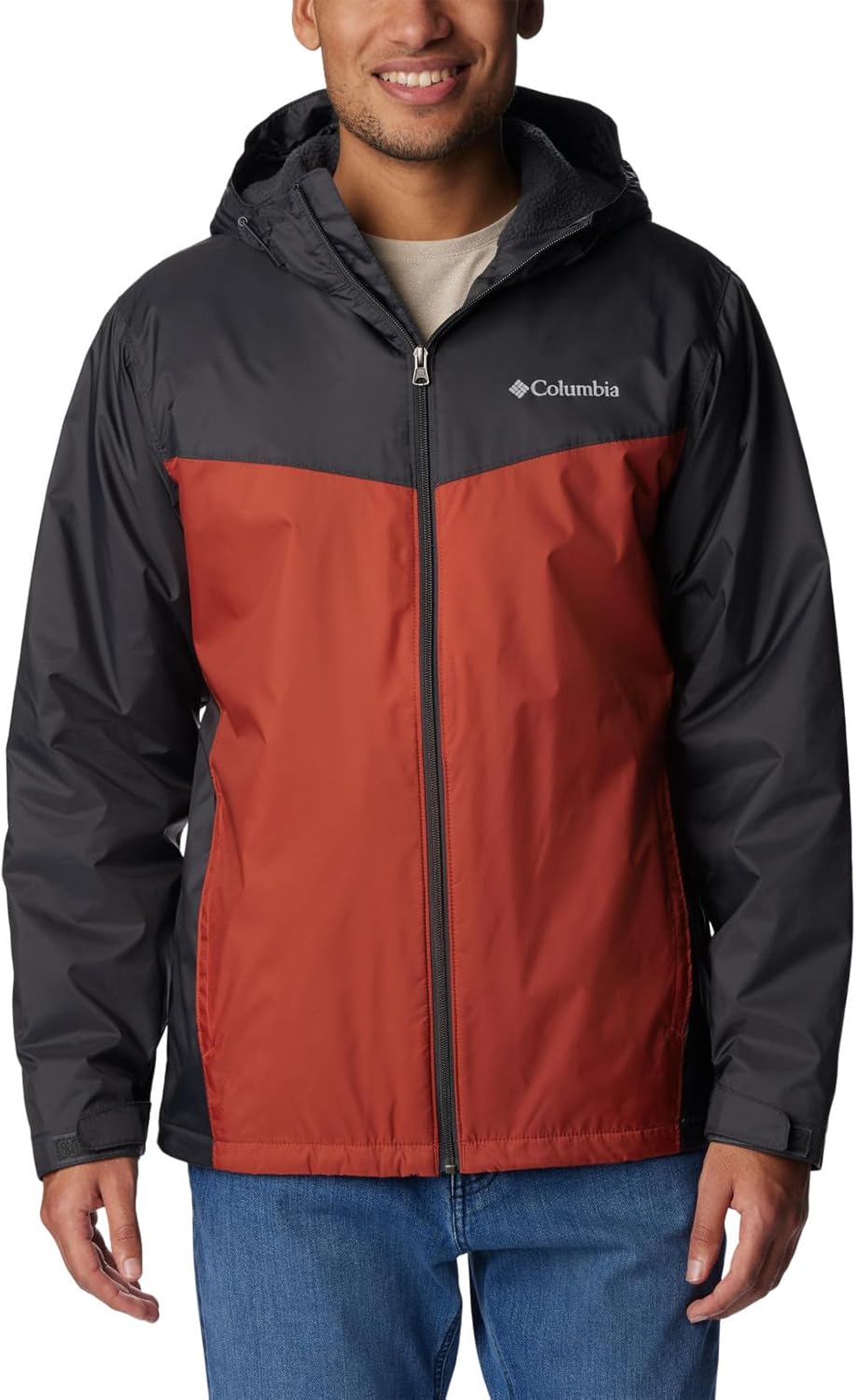 

Мужская куртка Columbia Glennaker Sherpa с подкладкой из шерпы, водонепроницаемая, Shark/Warp Red