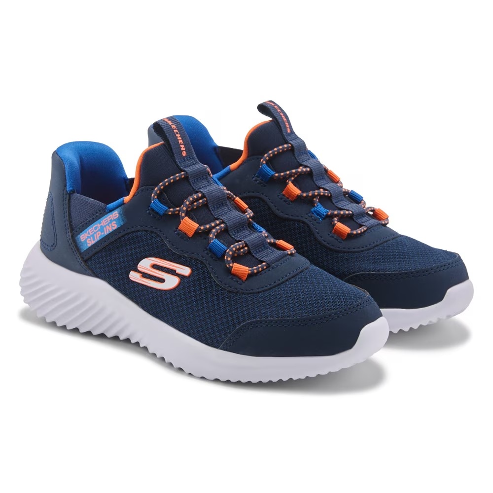 

Детские кроссовки-слипоны Skechers Bounder для маленьких и больших детей, navy/orange