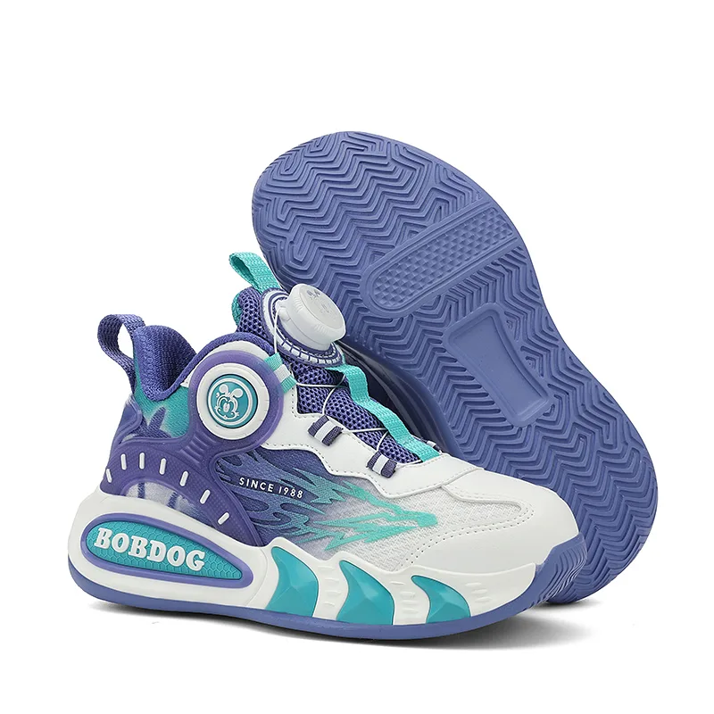 Детские баскетбольные кроссовки BOBDOG, XFT592A White Purple[Leather Upper Waterproof] — фото 4