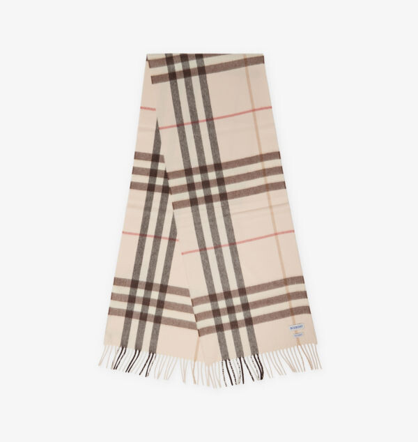 

Кашемировый шарф с бахромой и принтом в клетку Burberry, цвет alabaster