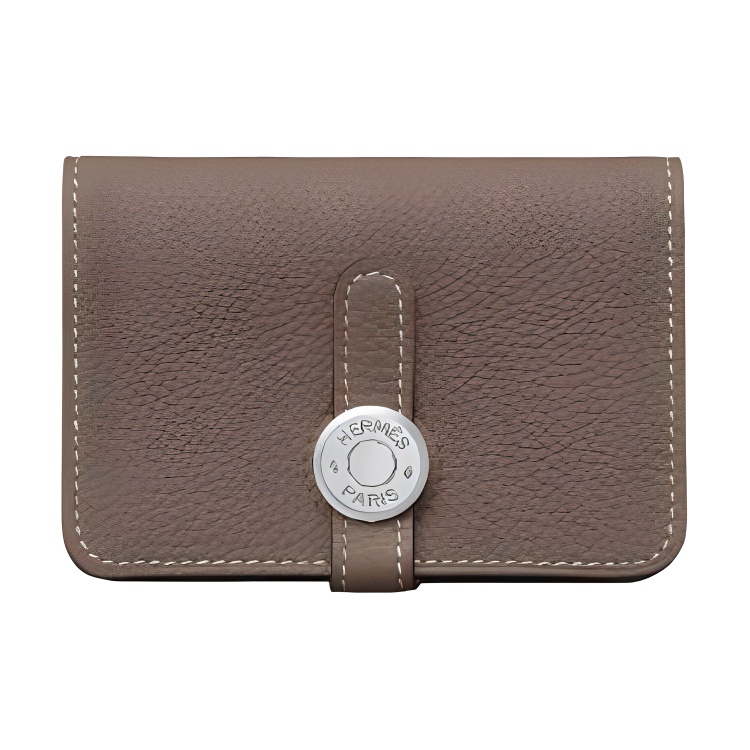 

Кардхолдер Dogon Togo из телячьей кожи женский 18 цвет Etoupe слоновая серая HERMES