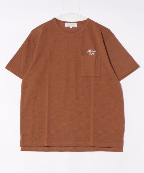 

Вязаная футболка с нагрудным карманом и вышитым логотипом STYLEBLOCK, коричневый