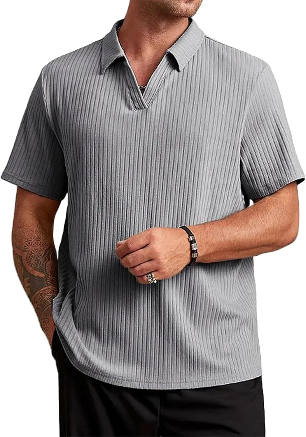 

Футболка-поло мужская V-образный вырез мягкая performance короткий рукав RSZGSWS