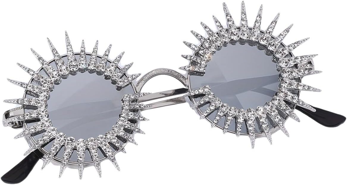 

Блестящие солнцезащитные очки в круглой геометрической оправе, украшенные стразами, идеально подойдут для пляжа, вечеринок и повседневной носки IYANCHENG, Mercury Lens