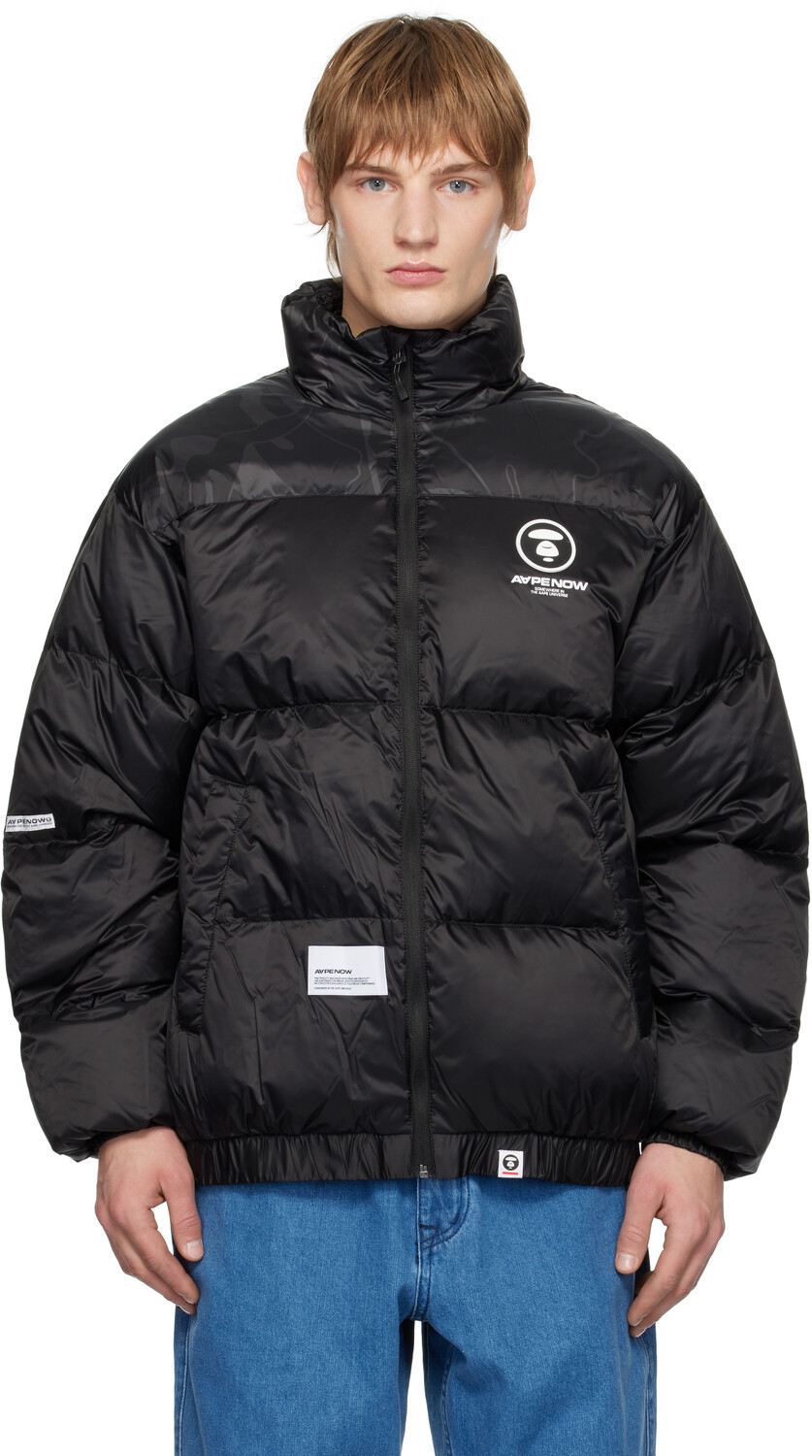

Черная куртка-пуховик на молнии с логотипом «AAPE NOW» Moonface AAPE by A Bathing Ape