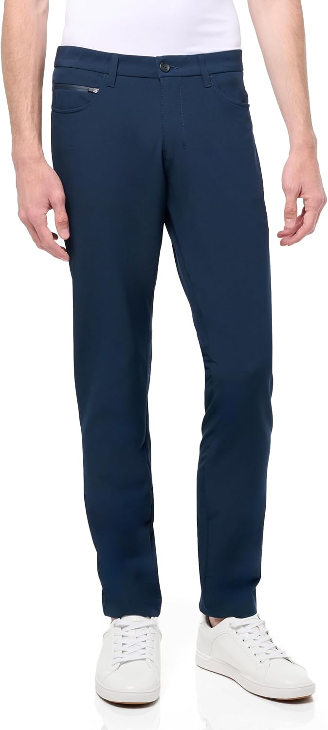 

BOSS Мужские брюки с отражающей тканью, Slim Fit, сужающиеся к низу, Carbon Blue