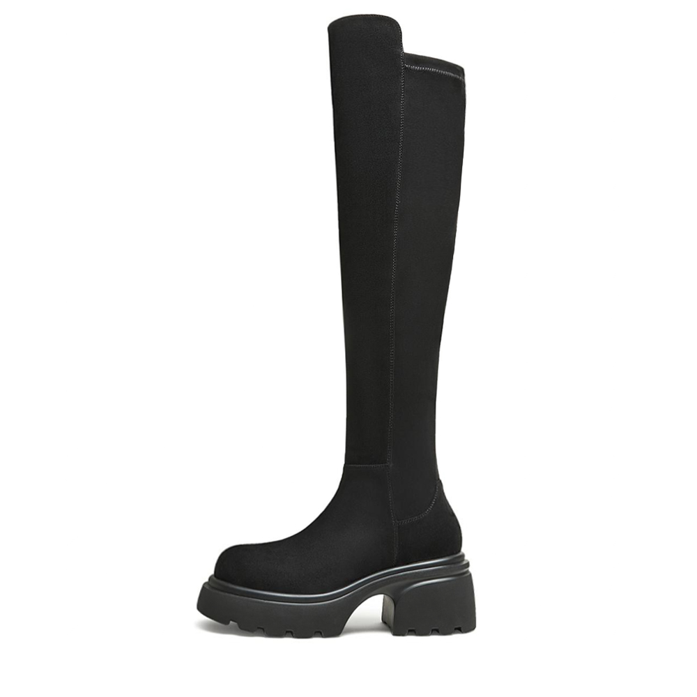 Teenmix Высокие сапоги женские — черные (на флисовой подкладке), цвет Black (Fleece-Lined) — фото 3
