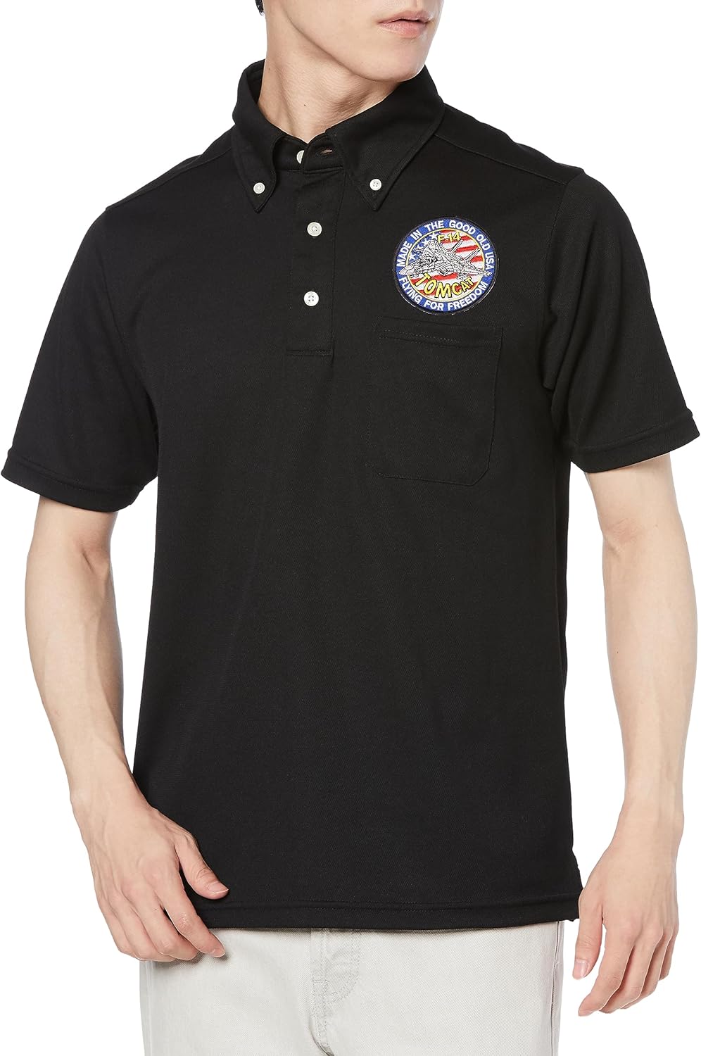 

Поло-рубашка F-Style F-SD021123 с коротким рукавом, украшенная гербом армии США, впитывает пот, быстро сохнет, имеет карманы и застежку на пуговицах, черная