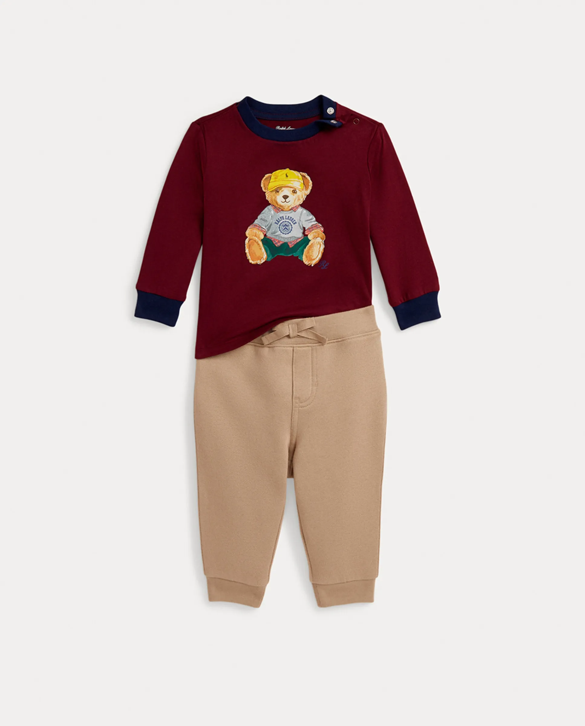 

Детский комплект для мальчика с футболкой Polo Bear и велюровыми штанами Polo Ralph Lauren, многоцветный