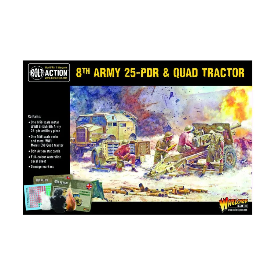 

25-PDR и четырехъядерный тягач 8-й британской армии, Bolt Action - British Army - British 8th Army (28mm)