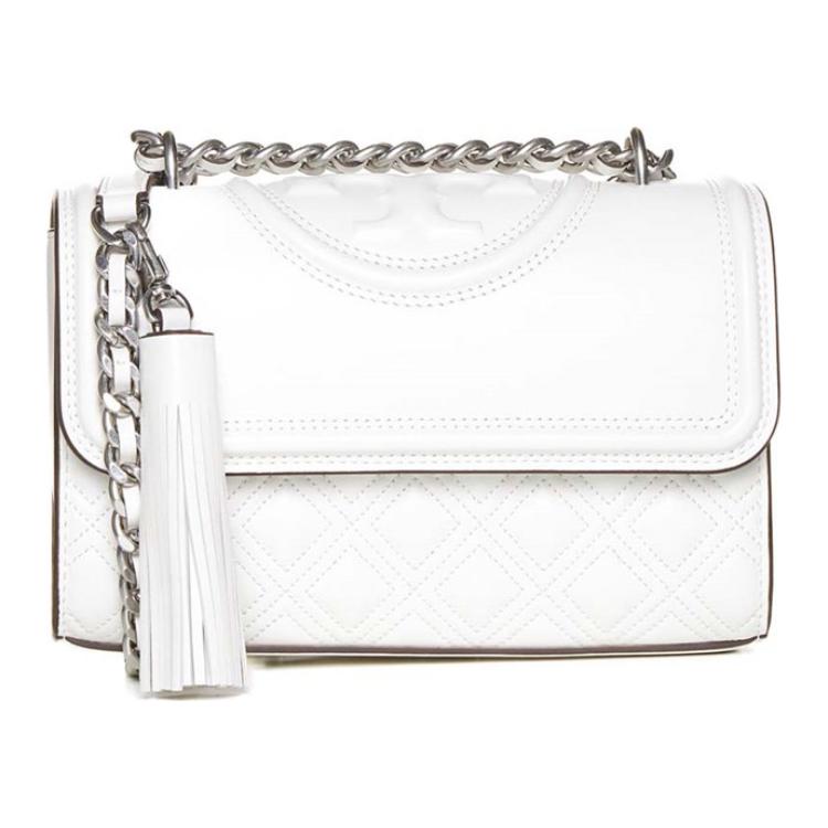 

Сумка кросс-боди Fleming Leather через плечо женская белая TORY BURCH