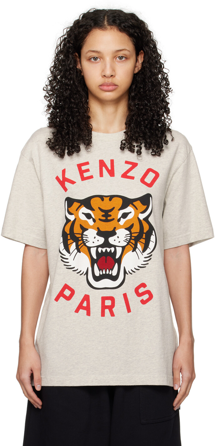 

Серая футболка Paris Lucky Tiger Kenzo