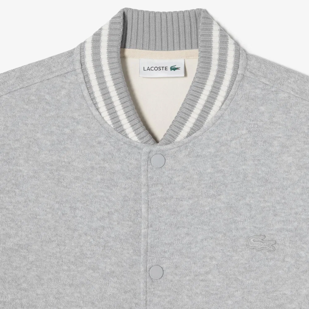 Мужской текстурный бомбер меланжевый серый от Lacoste — фото 2