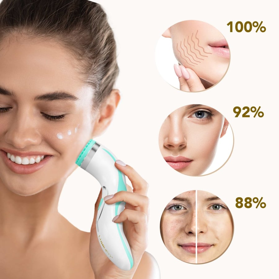 Lumineo, щетка pro, 4 насадки + гель для чувствительной кожи, бирюзовый — фото 4
