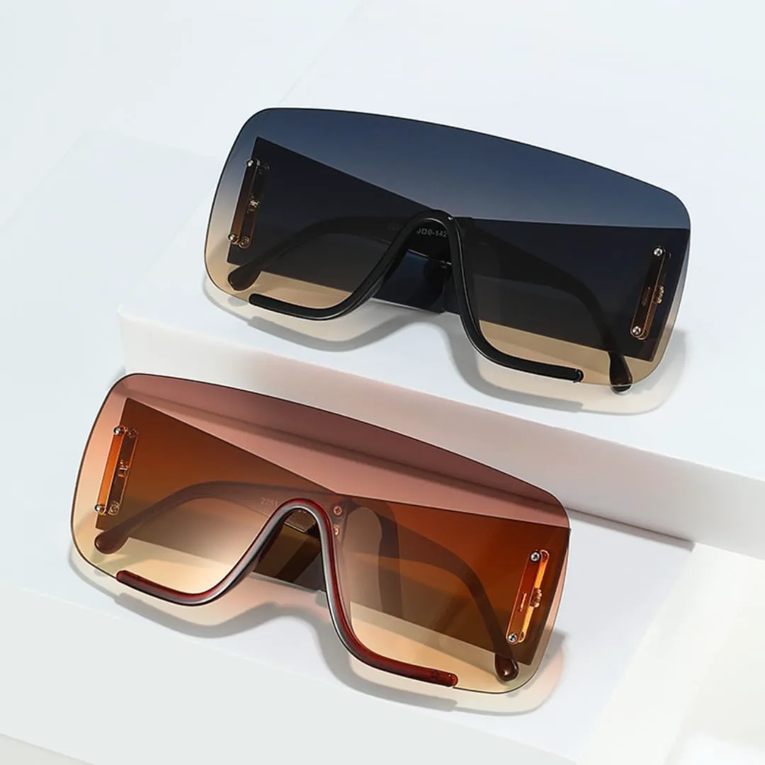 

Роскошные солнцезащитные очки в полуободковой оправе для женщин и мужчин в стиле панк, увеличенного размера, с плоской верхней частью HHZZYVY, Black Gray Yellow