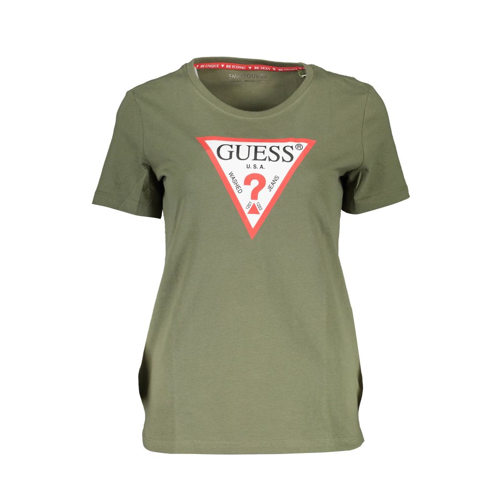 

Зеленая хлопковая футболка Guess Shoes, зеленый
