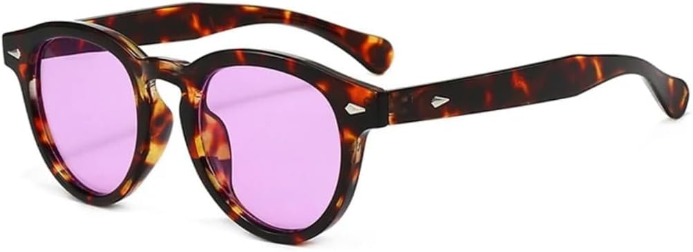 

Солнцезащитные очки с защитой UV400 | Овальные заклепки, панк, прозрачные, конфетного цвета | для женщин и мужчин, для занятий спортом на открытом воздухе и вождения LXLHWN, Leopard Purple