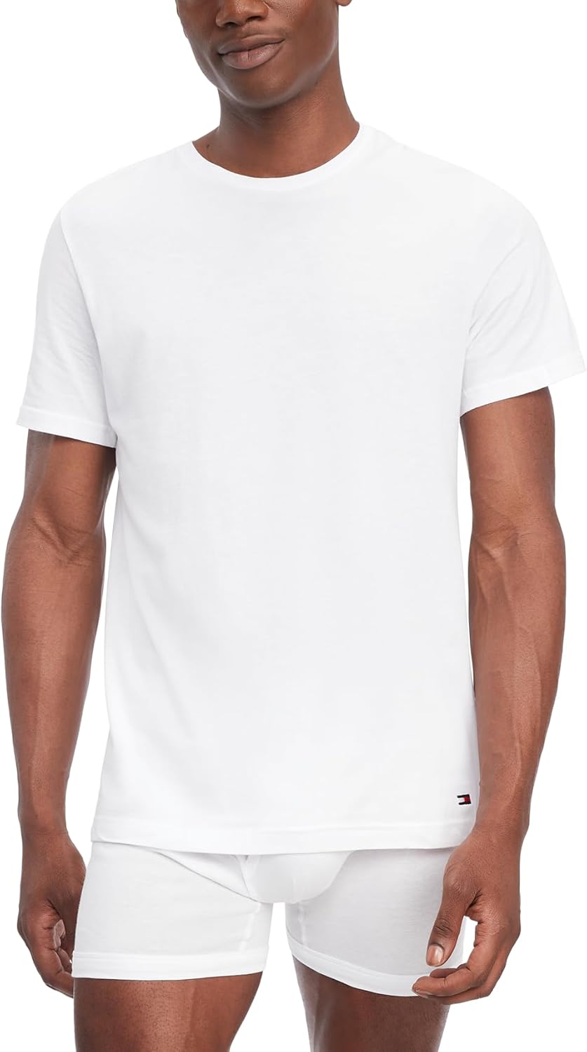 

Мужские футболки Tommy Hilfiger из хлопка, классические футболки с круглым вырезом, Mahogany, Navy, White