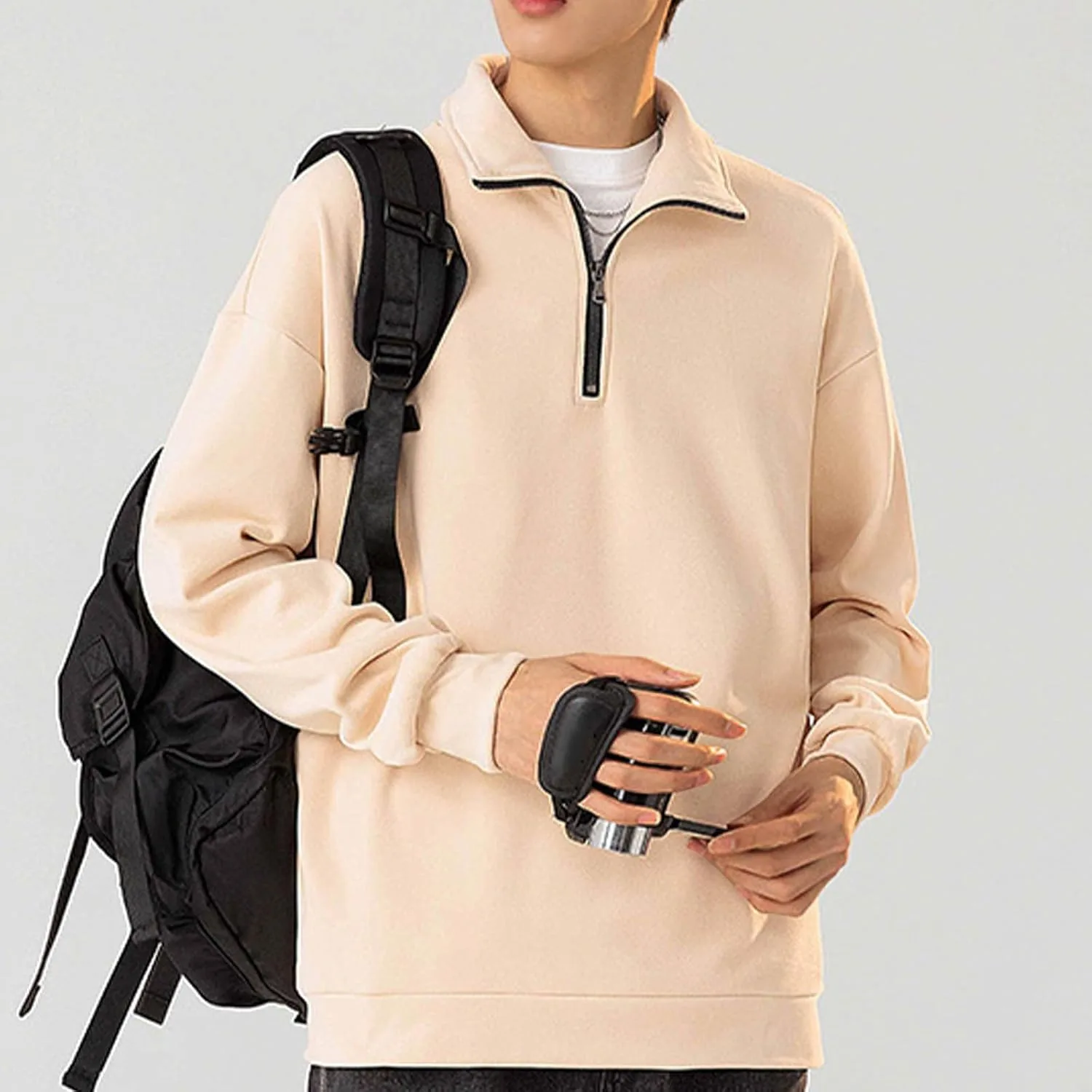 Мужская толстовка с капюшоном и молнией, Casual, Plus Size — фото 3